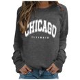 thumbnail image 1 of Women Sweatshirts Oversize Letter Print Long Sleeve Crew Neck Hoodless Loose Workout Shirt Grey, 1 of 6