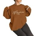 thumbnail image 1 of Women Sweatshirts Oversize MAMA Letter Print Crew Neck Long Sleeve \ Loose Workout Shirt Brown, 1 of 4