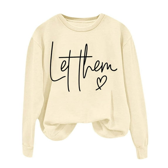 Women Sweatshirts Oversized Sweatshirts Letters Print Crewneck Long Sleeve Casual Vintage Pullovers