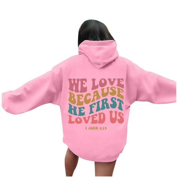 Women Sweatshirts Products Category Women's Hoodies Sweatshirts | Women's Letter Print Hoodies Long Sleeved Hoodie With Pockets Purple 2XL