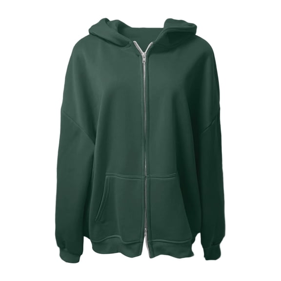 Women Sweatshirts Solid Color Heavy Zipper Hoodie for Women with Retro Vibe and Thick Zippered Front Comfort Fit for Everyday and Travel Green M