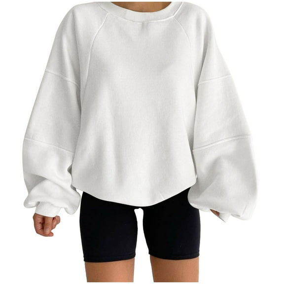 Women Sweatshirts Sweat Shirts Women Long Sleeve Pullovers for Women White Adult Crewneck Sweatshirt Cute Winter Outfits for Women'S Clothes