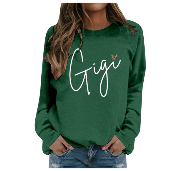 Women Sweatshirts Sweat Shirts Women Long Sleeve Sweatshirt Pullover Women Green Cute Crewneck Sweatshirt Winter Sweatshirt for Women'S Fashion