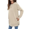 thumbnail image 1 of Women Sweatshirts Trendy Fleece Crewneck Sweatshirt Casual Loose Pullover Tops Comfy Fall Outfits Apricot S, 1 of 9