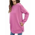 thumbnail image 1 of Women Sweatshirts Trendy Fleece Crewneck Sweatshirt Casual Loose Pullover Tops Comfy Fall Outfits Wine Red XL, 1 of 9