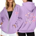 thumbnail image 1 of Women Sweatshirts Women's Hooded Sweatshirt for Casual and Wear with Long Sleeves Zippered Pocket Detail Drawstring Hoodie for Women Purple 2XL, 1 of 6