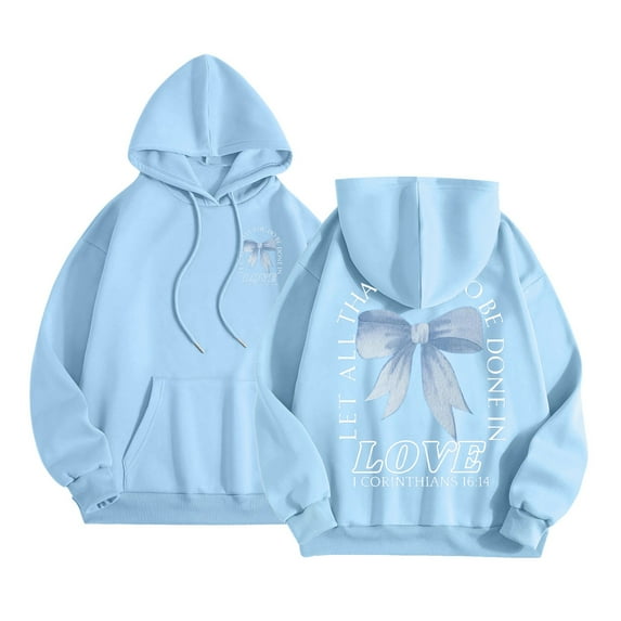 Women Sweatshirts Women's Hoodie Sweatshirt with Pocket for Everyday Comfort and Casual Style Blue M