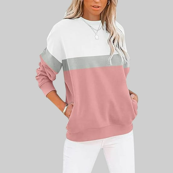 Women Sweatshirts Womens Long Sleeve Sweatshirt Sweatshirt Pullover Women Pink Womens Crewneck Sweatshirt Fall Fashion for Women Trendy Clothes