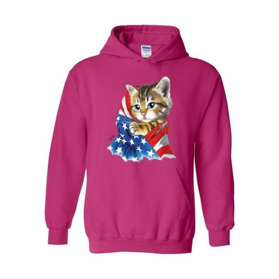 Women Sweatshirts and Hoodies - American Flag 4th of July Kitty