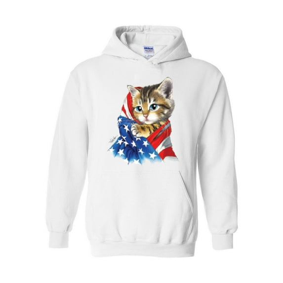Women Sweatshirts and Hoodies - American Flag 4th of July Kitty