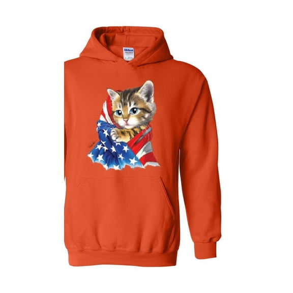 Women Sweatshirts and Hoodies - American Flag 4th of July Kitty