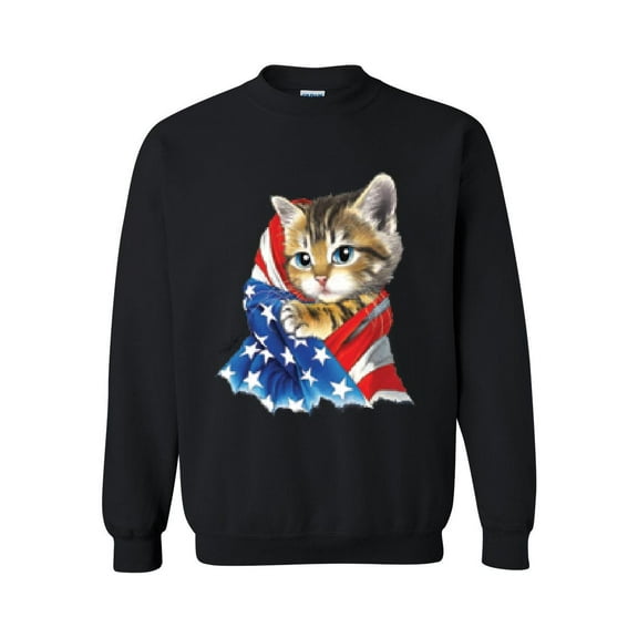 Women Sweatshirts and Hoodies - American Flag 4th of July Kitty