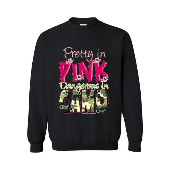 Women Sweatshirts and Hoodies - Pretty in Pink Dangerous in Camo