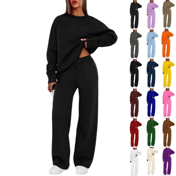 Women Sweatsuits 2 Piece Set Baggy Sweatshirts Casual Sweatpants Running Outdoor Lightweight Matching Outfits Black,2XL