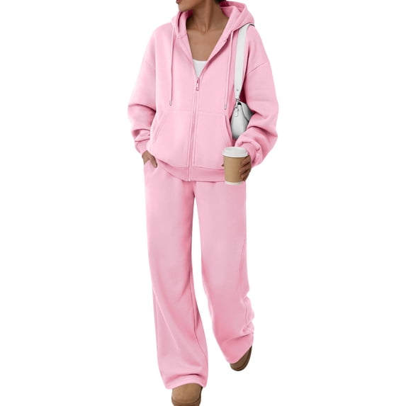 Women Sweatsuits 2 Piece Set Comfy Lightweight Zip Up Hoodie and Sweatpants,S