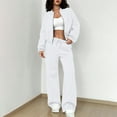 thumbnail image 1 of Women Sweatsuits 2 Piece Set Fashionable Workout Gym Lounge Travel Comfortable Zip Up Matching Sweatshirt and Wild Leg Sweatpants Set for Vacation Casual, 1 of 9