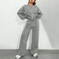 thumbnail image 1 of Women Sweatsuits 2 Piece Set Zip Up Sweatshirt and Wide Leg Sweatpants Set Gray S, 1 of 5