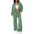 thumbnail image 1 of Women Sweatsuits 2 Piece Set Zip Up Sweatshirt and Wide Leg Sweatpants Set Mint Green 2XL, 1 of 4