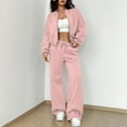thumbnail image 1 of Women Sweatsuits 2 Piece Set Zip Up Sweatshirt and Wide Leg Sweatpants Set Pink XL, 1 of 5