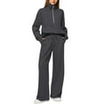 thumbnail image 1 of Women Sweatsuits Sets 2 Piece Long Sleeve Sweatshirt with Wide Leg Pants Lounge Sets Fall Matching Sets Matching Sets Women Clothing, 1 of 3