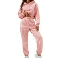 thumbnail image 1 of Women Sweatsuits Sets 2 Piece Outfits Cropped Hoodie Sweatshirt and Sweatpants Matching Joggers Tracksuit with Pockets Womens Clothes, 1 of 7