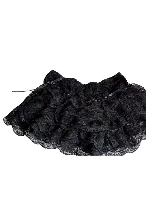 Women Sweet Bloomers Layered Ruffle Lace Underpants Drawstring Pumpkin Shorts
