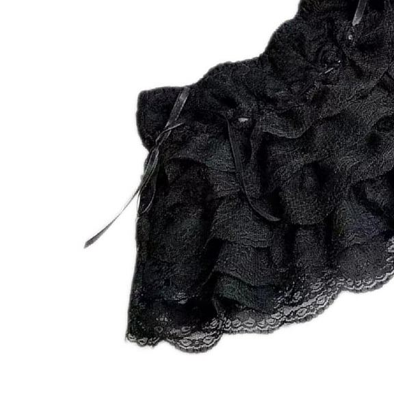 Women Sweet Bloomers Tiered Ruffle Lace Underpants Cute Bowknot Safety Shorts