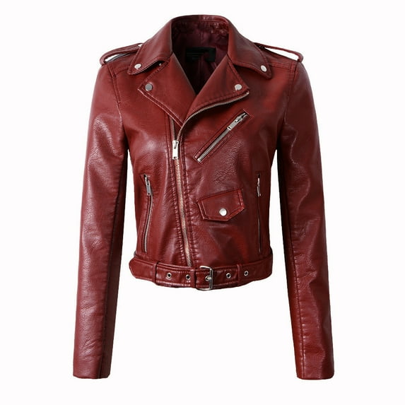 Women Sweet Coat Clothing Women Ladies The Belt Fashion Leather Racing Style Biker Jacket