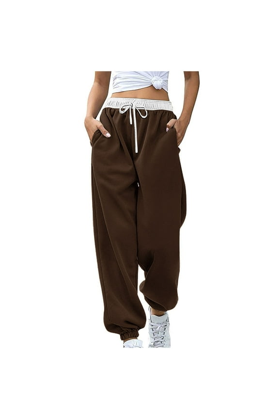 Women Sweet Pants Clearance Women's Wide Leg Sweatpants High Waisted Baggy Interior Drawstring Sweatpants Straight Leg Sweat Pants