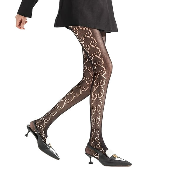 Women Sweet Side Hollowed Out Heart Sheer Silk Tights Stockings Japanese See Through Thin Mesh Pantyhose