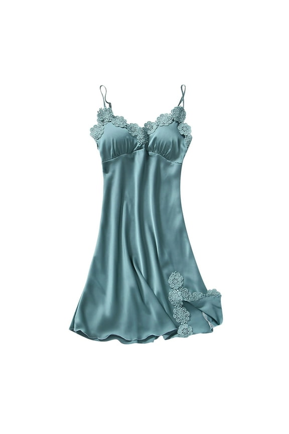 Women Sweet Solid 100 Cotton Night Gown Color Imitation Silk Bud Women Oversized Shirt Silk Belt Pad Button Pajama Gown Gathered Suspender Nightdress Nightshirts for Women Long Ladies plu