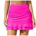 thumbnail image 1 of Women Swim Skirt High Waisted Ruched Built In Brief Elastic Waist Beach Pool Wear, 1 of 8