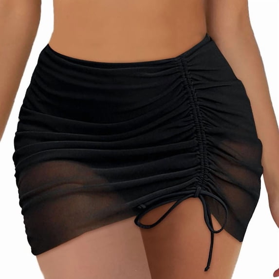 Women Swim Skirts Sarong For High Waisted Swim Skirt Swim Bottoms Mesh Ruched Drawsting Bathing