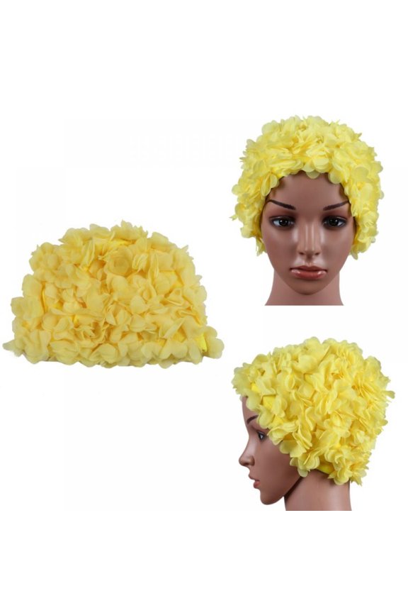 Women Swimming Cap Floral Elastic Breathable Padding Bathing Hat