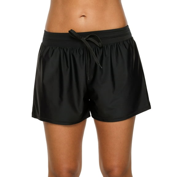 Women Swimming Shorts Solid Color Bikini Bottom Strappy Swimwear Briefs Boy Shorts Trunks