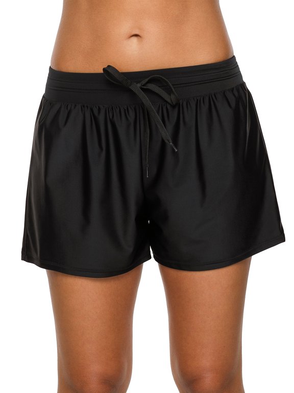 Women Swimming Shorts Solid Color Bikini Bottom Strappy Swimwear Briefs Boy Shorts Trunks