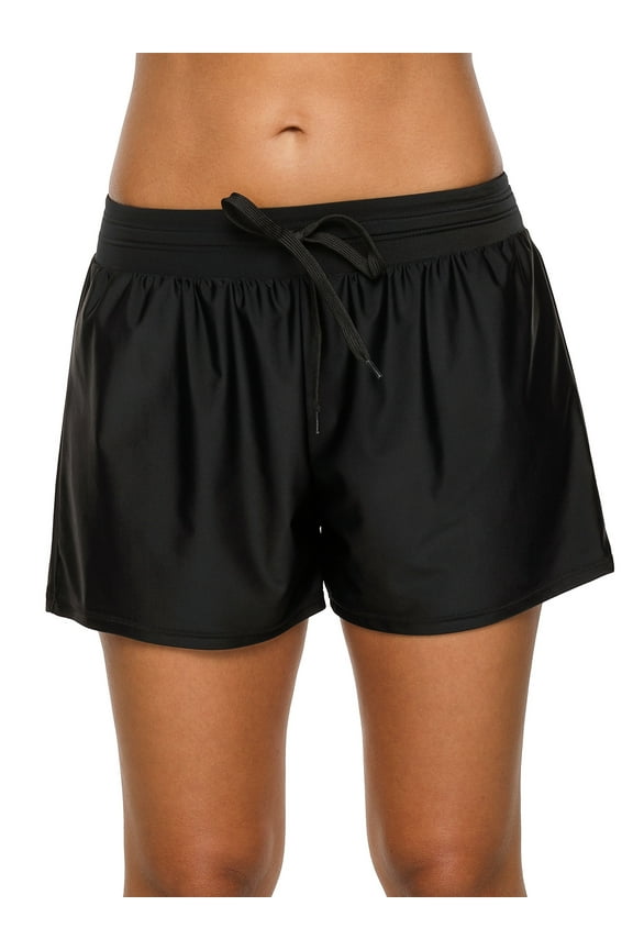 Women Swimming Shorts Solid Color Bikini Bottom Strappy Swimwear Briefs Boy Shorts Trunks