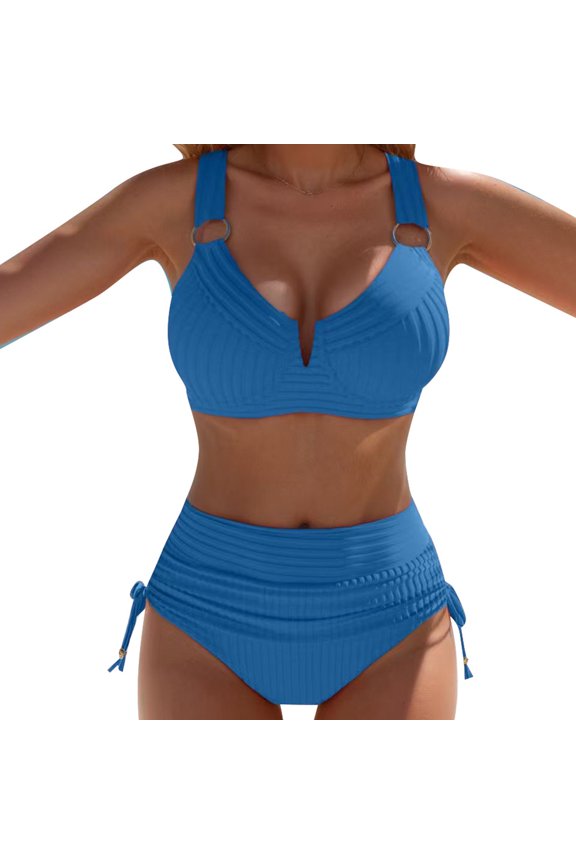 Women Swimming Suit Two-Piece Bikini Set For 2 Piece Bikini U Wire Cutout Swimsuit High Waisted Textured 2026 Summer Beach Swim Bathing