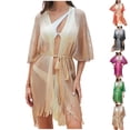 thumbnail image 1 of Women Swimsuit Cover Up Plus Size Swimwear Casual Solid Short Sleeve Summer Beach Bathing Suits, 1 of 6