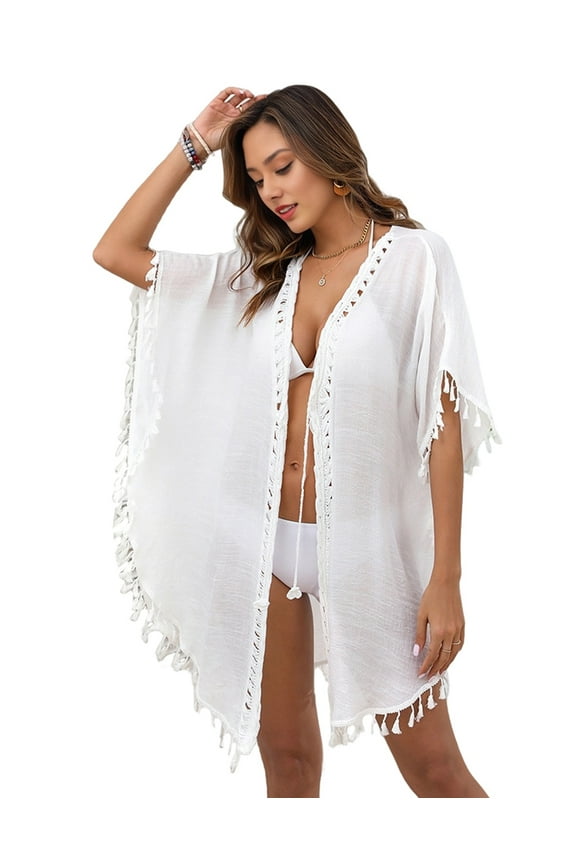 Women Swimsuit Cover Up Shirt 2025 Tassel Beach Bathing Suit for Swimwear Bikini Dress