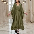 thumbnail image 1 of Women Swimsuit Cover Up V Neck Batwing Sleeve Plus Size Beach Kaftan Dresses Beach Swimwear, 1 of 7