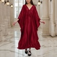 thumbnail image 1 of Women Swimsuit Cover Up V Neck Batwing Sleeve Plus Size Beach Kaftan Dresses Beach Swimwear, 1 of 6