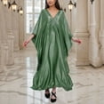 thumbnail image 1 of Women Swimsuit Cover Up V Neck Batwing Sleeve Plus Size Beach Kaftan Dresses Beach Swimwear, 1 of 6