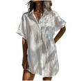 thumbnail image 1 of Women Swimsuit Coverup Shirt Dress Button Down Bathing Suit Cover Up Beachwear White XXL, 1 of 5