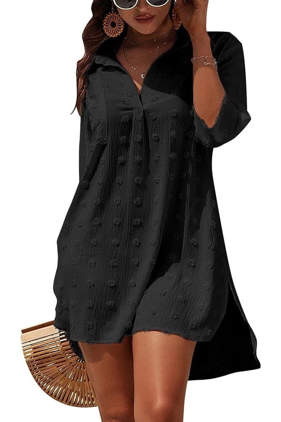 Women Swimsuit Coverups Swimwear Beach Cover up Bikini cover up Dress Shirt white Black blue Pink Green