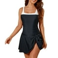 thumbnail image 1 of Women Swimsuit Swim Dress Color Block Bathing Suit Retro Swim Suit Skirt, 1 of 2