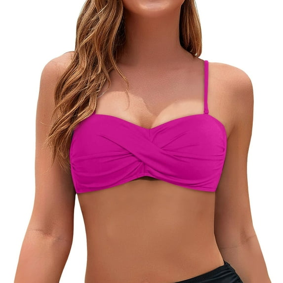 Women Swimsuits Bandeau Bikini Top Straps Casual Loose Comfortable Summer Beach Swimsuit Top Dark Purple L