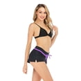 thumbnail image 1 of Women Swimsuits Bottom Swim Shorts Side Split Swim Board Shorts Beach Swimwear Trunks, Black&Purple, XL, 1 of 8