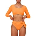 thumbnail image 1 of Women Swimsuits Crop Top Nylon Spandex High Waisted Rash Guard for Beach Water Sports, 1 of 4