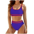 thumbnail image 1 of Women Swimsuits High Waisted Bikini Sets Sporty 2Pcs Swimsuit Color Block High Cut Bathing Suits PP2 L, 1 of 5